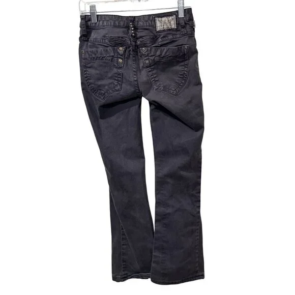 Robins Jean Womens Black Straight-Leg Jeans Embroidered Wings Size 25 - Picture 5 of 8